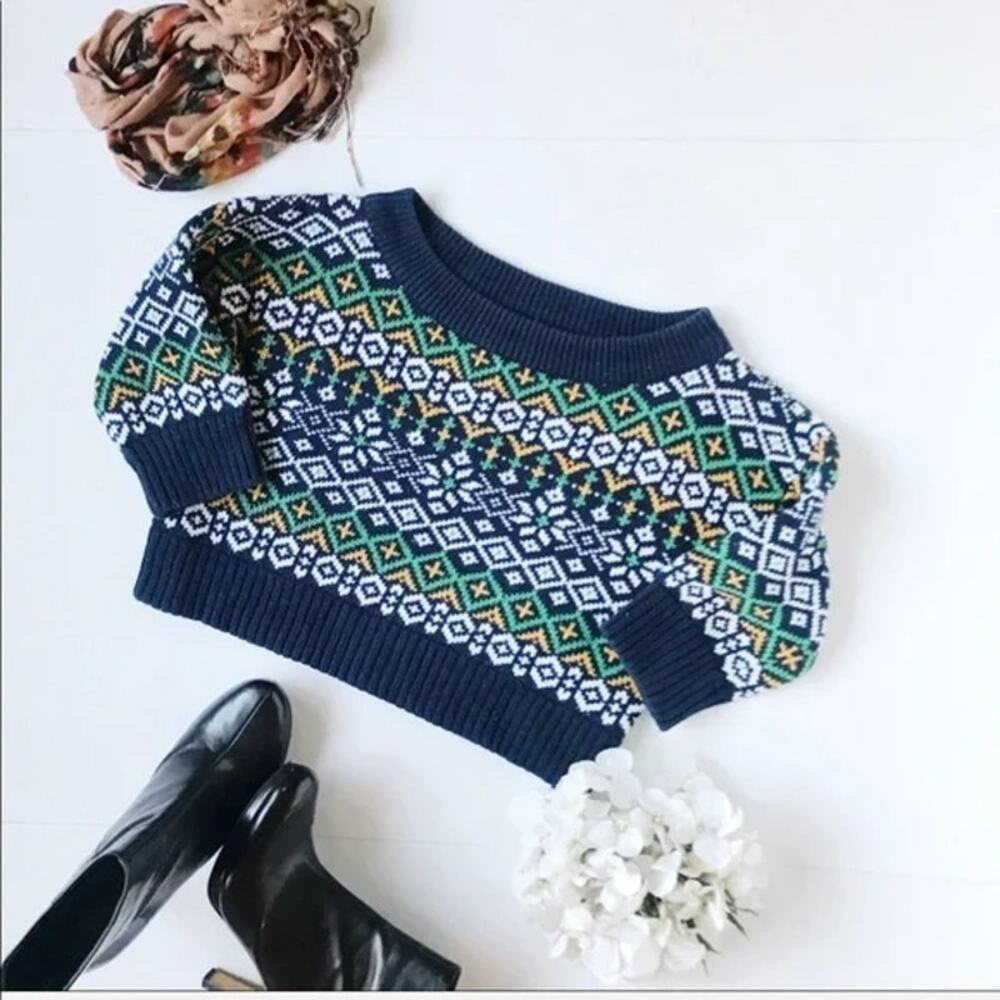 BDG Urban Outfitters Fair Isle Nordic Cropped Pullover Sweater Women's Size XS